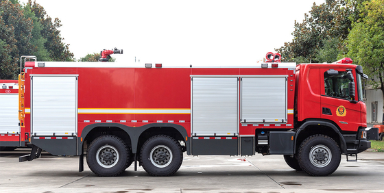 Euro 6 Red Heavy Duty Fire Truck With 10000L Water Tank
